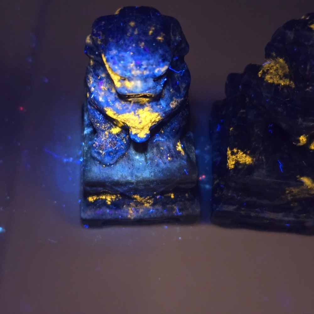 Lapis lazuli Crystal Chinese Foo Dog Carving Set - Picture 10 of 11